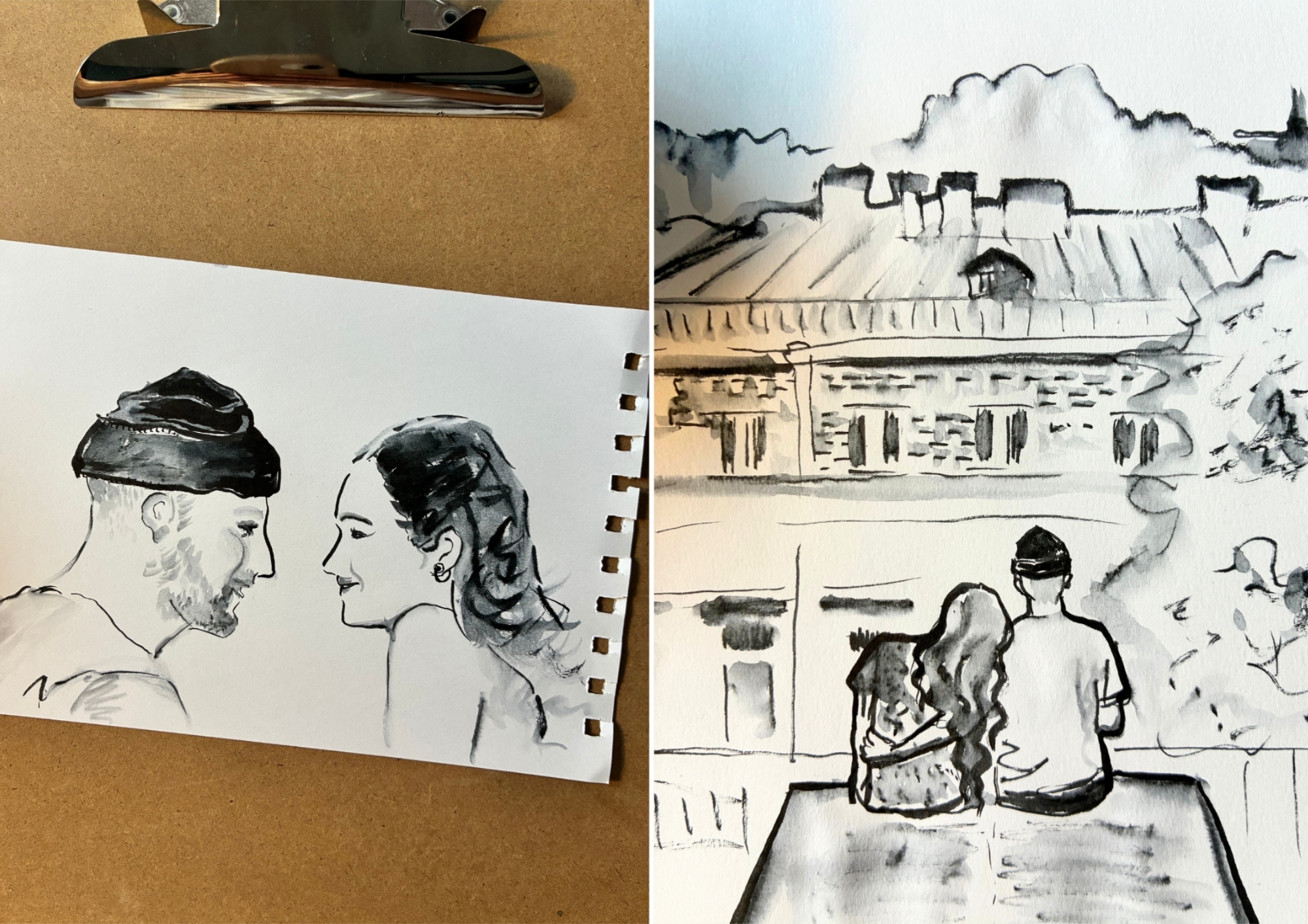Illustrated wedding invitation, finished piece