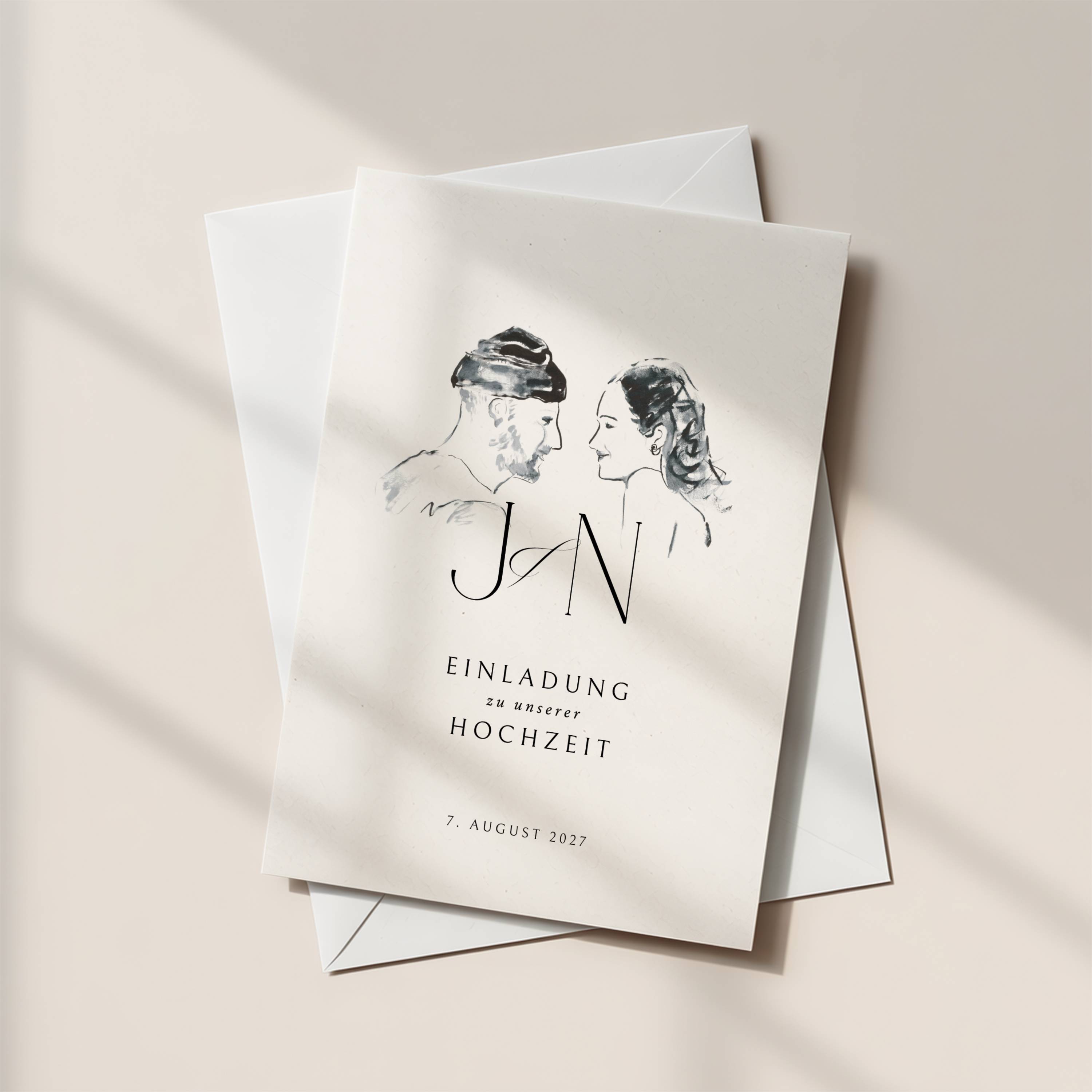 Illustrated wedding invitation