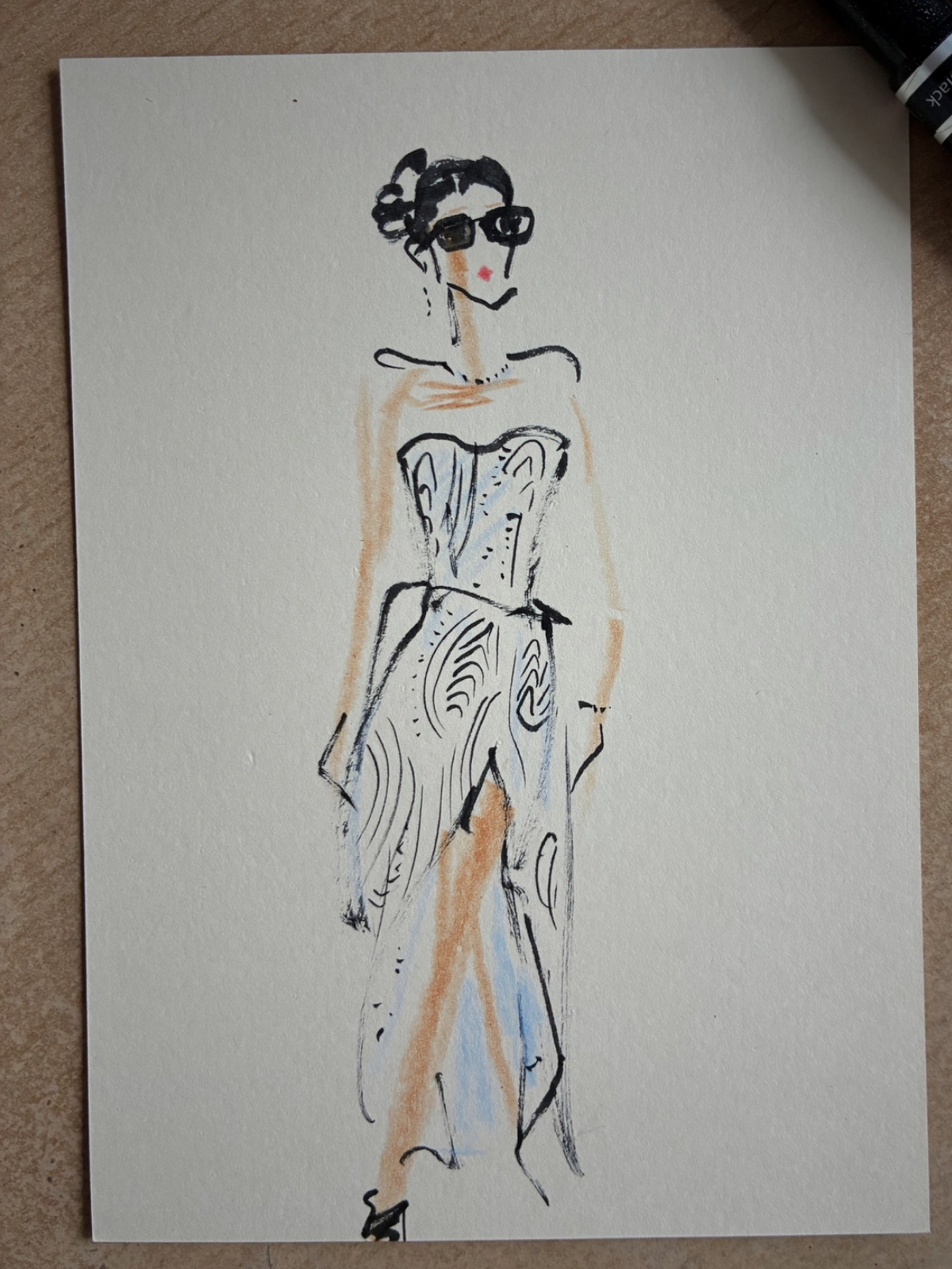 Fashion sketch, silhouette study